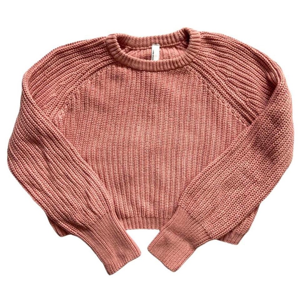 American Apparel Pink Cropped Fisherman Sweater